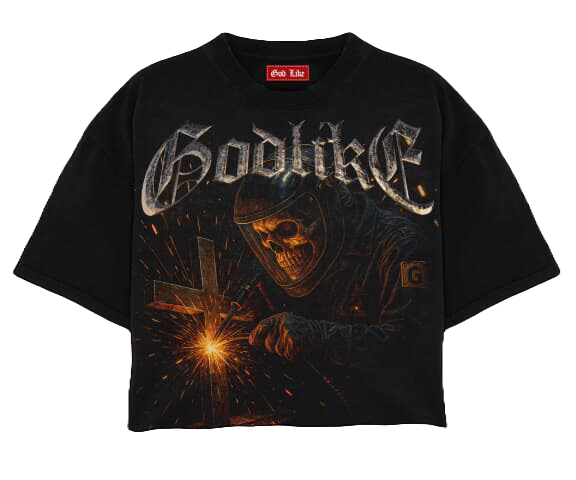 God Like Vintage wash Welding Cross Tee