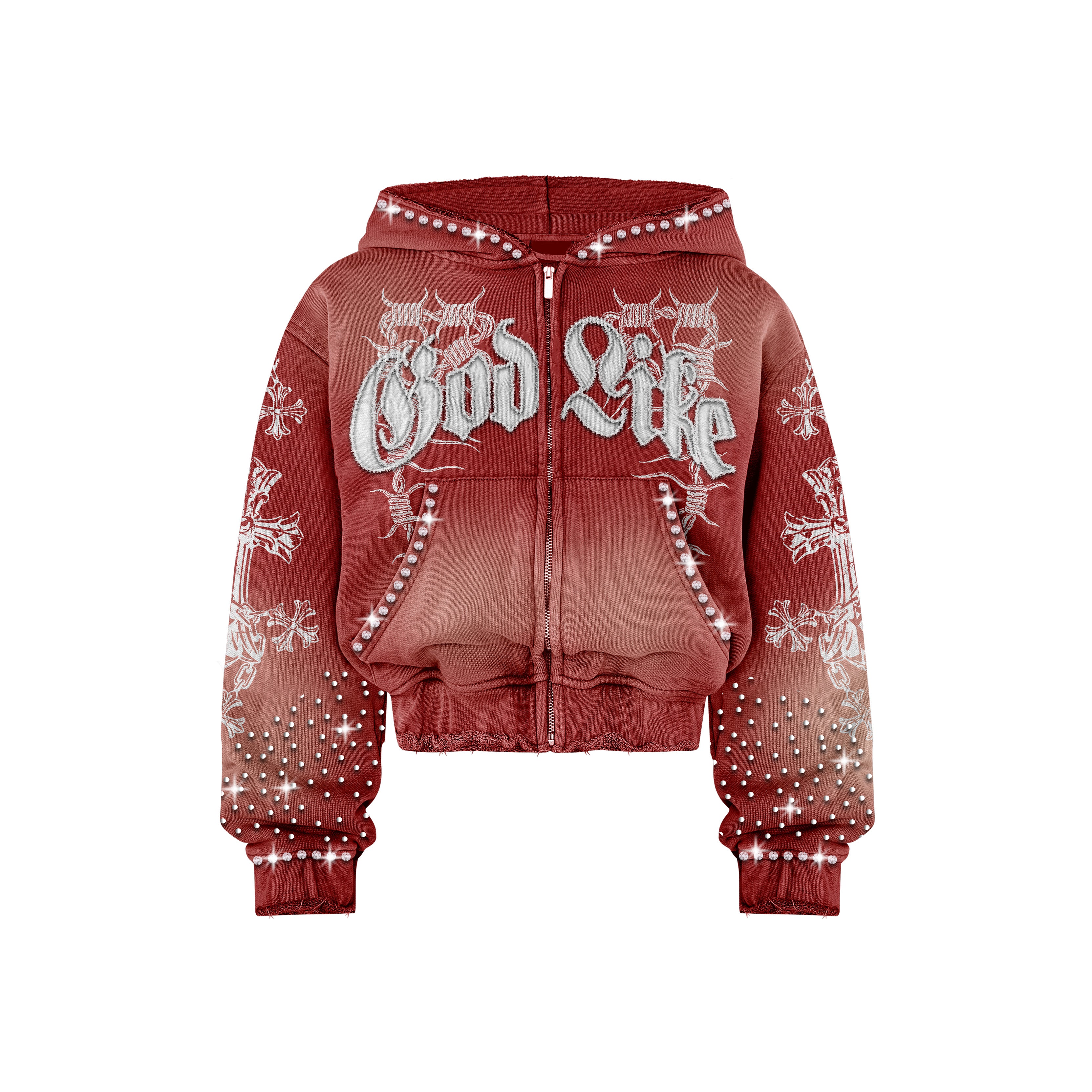 God Like Red Rimstone Zip Up
